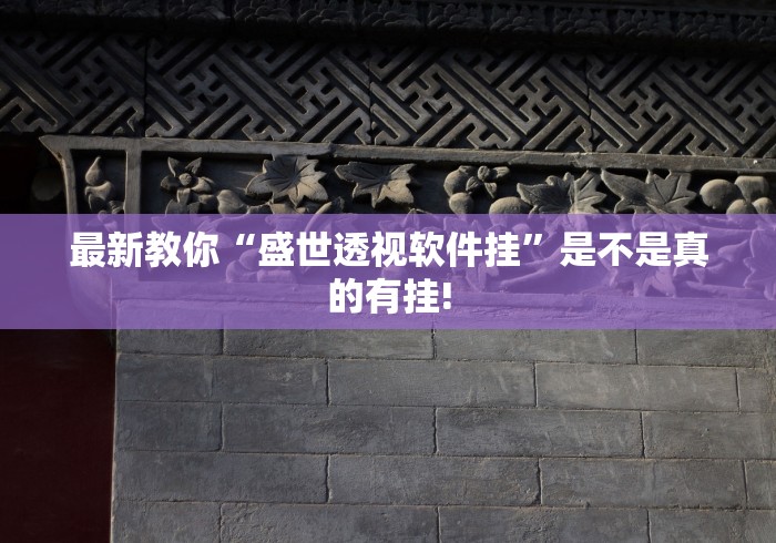 最新教你“盛世透视软件挂”是不是真的有挂!