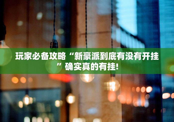 玩家必备攻略“新豪派到底有没有开挂”确实真的有挂!