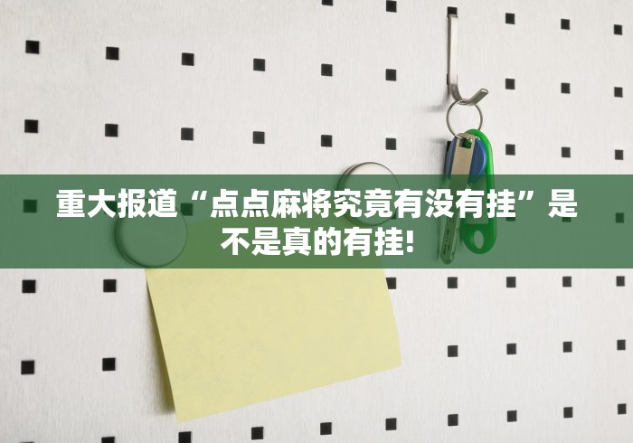 重大报道“点点麻将究竟有没有挂”是不是真的有挂! 重大报道“点点麻将究竟有没有挂”是不是真的有挂!