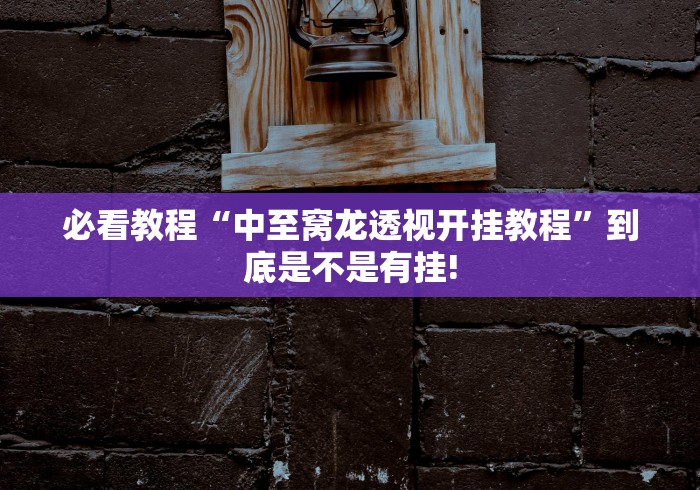 必看教程“中至窝龙透视开挂教程”到底是不是有挂!